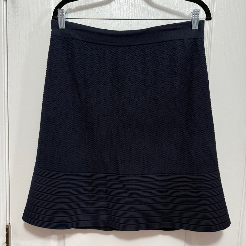 CAbi Pull On Mini Skirt Womens M Bon Voyage Knit Elastic Waist Navy Blue 290 EUC